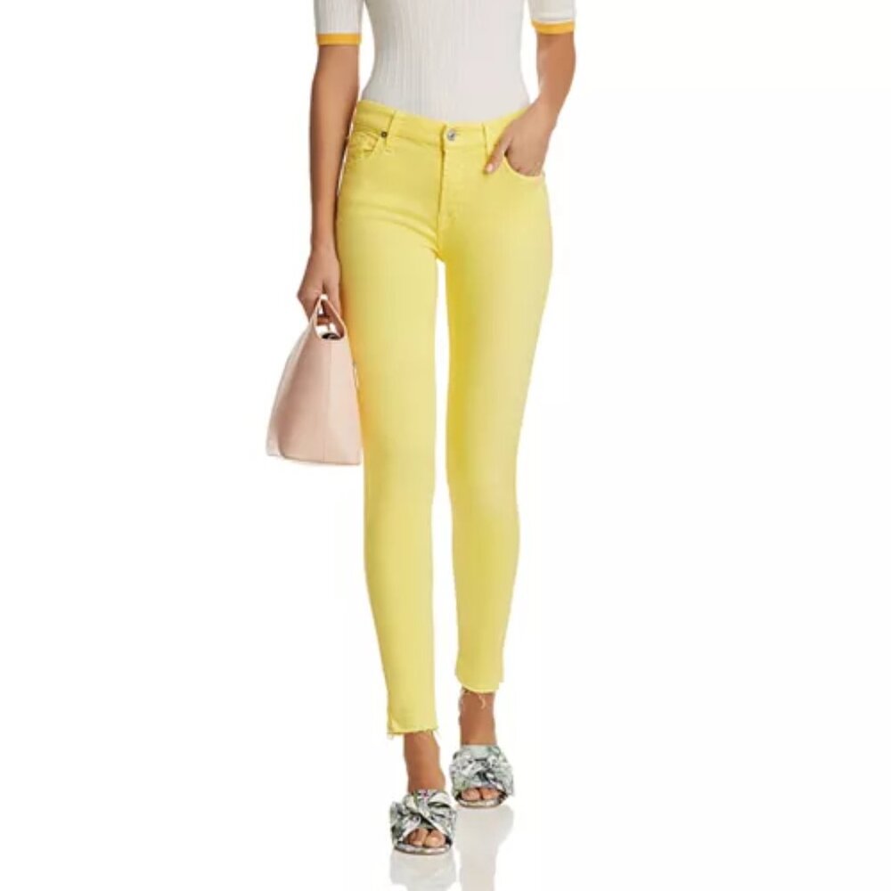 7 For All Mankind Size 30 Vivid Yellow High Waisted Ankle Super Skinny Jeans
